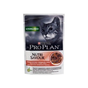 Pro Plan sterilised консервы для стерил кошек говядина соус 85гр
