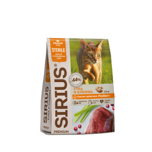 SIRIUS для стерилизованных кошек Утка/Клюква (весовой) 1кг