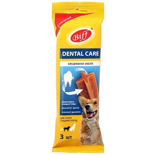 TiTBiT Dental Care жевательный снек для средних собак Говядина 77г