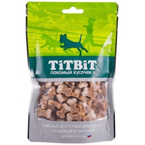TiTBiT Мясные косточки для собак Индейка/Творог 145г