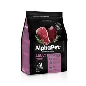 Alphapet SuperPemium сухой корм для взрослых кошек говядина/печень 400гр