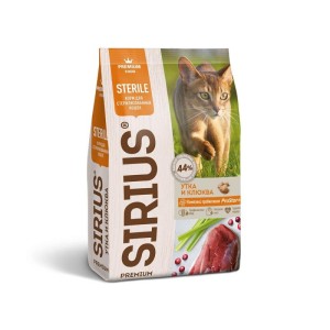 SIRIUS для стерилизованных кошек Утка/Клюква 400г