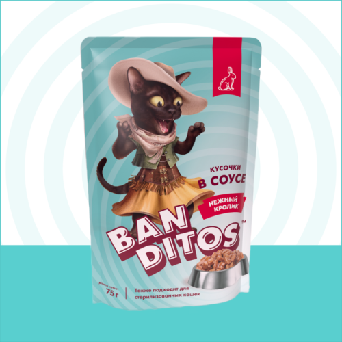 Banditos консервы для кошек Кролик в соусе 75г